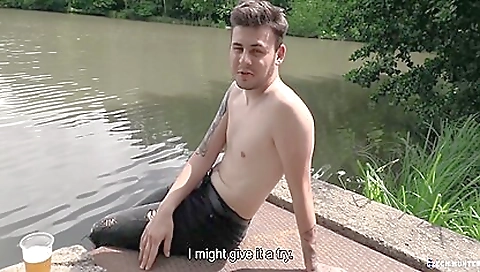 A hardcore tattooed man is showing his big cock to his lover