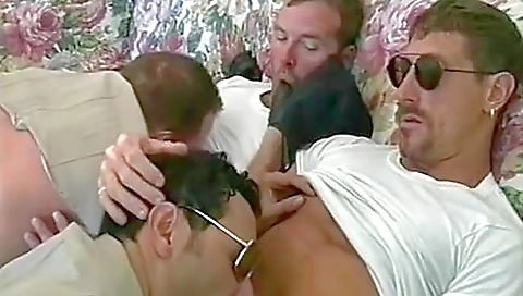 Police officers in uniform are having deepthroating