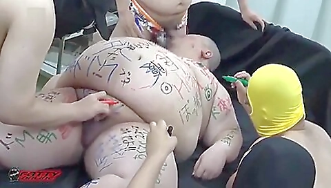 Hardcore deepthroat gangbang gangbang from a busty wench