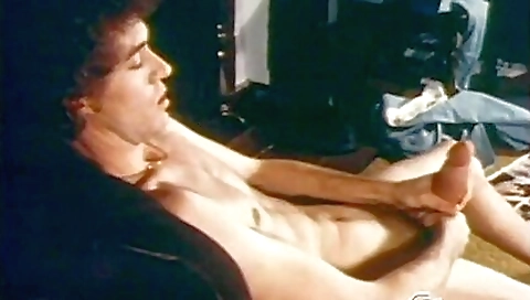 Horny vintage porn star is on the sofa in solo porn