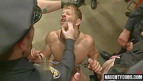 Busty blonde fucked by a gang banged and fucked in ass