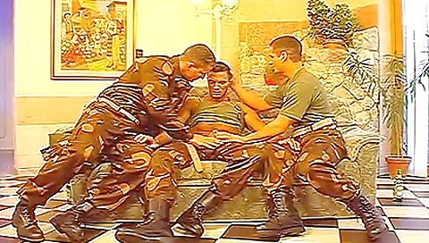 Military threeway with 18-year-old and 16-year-old women