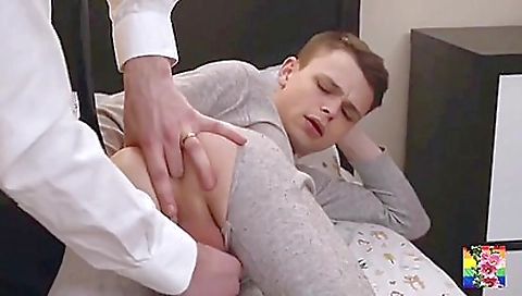 Stepdaddy with tattoos gets pounded in her stepson's big cock