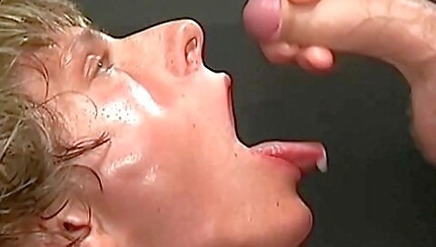 Horny blonde in vintage outfit gives a big facial and a dick
