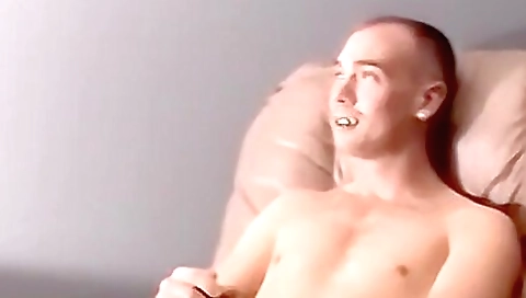 Solo masturbation in front of the camera with a cock