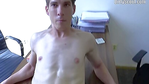 Skinny amateur brunette accepts 1st cock in interview