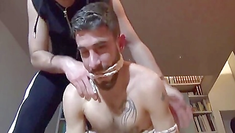 Brunette brunette with tattoo gets fucked and deep throated