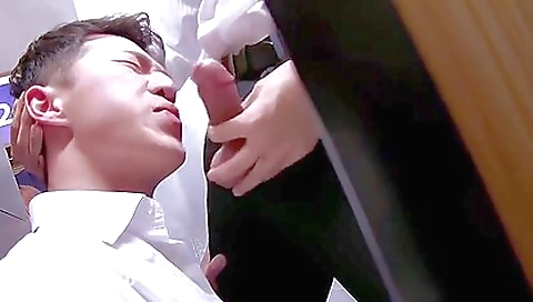 Asian brunette babe enjoys the man's cock and his cum