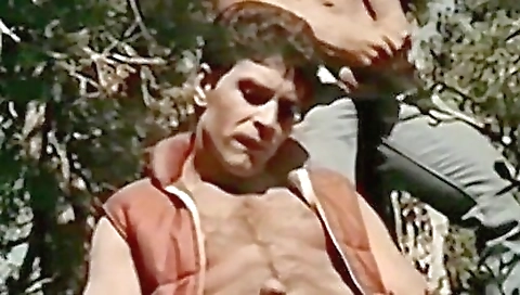 Blonde woman getting off on outdoor vintage porn video