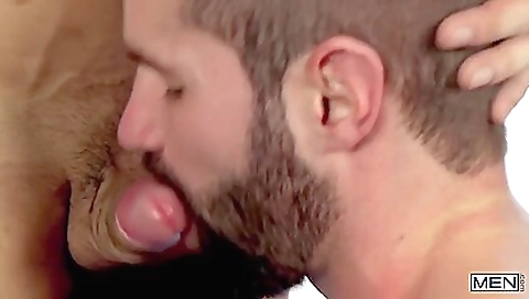 Brunette with a big natural tits and a nice ass is sucking