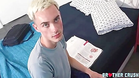 Hot blonde gets her stepbrother's big cock in her mouth